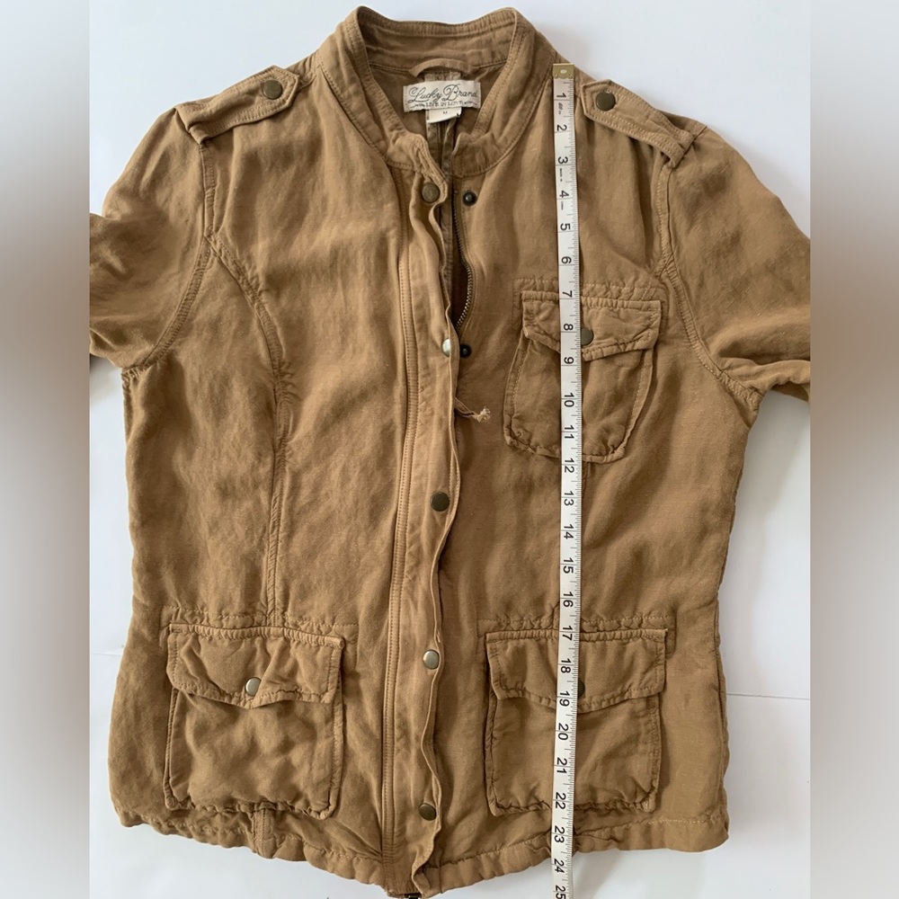 Lucky Brand Live In Love Lightweight Linen Blend Military Style Jacket Size M - Picture 8 of 12